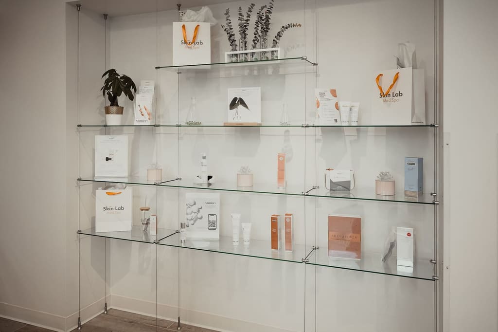 AlumierMD and medical-grade skincare products on display at Skin Lab Med Spa, Falls Church, VA
